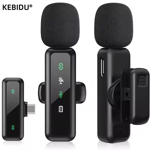 Microfone sem fio de lapela 80mAh Bateria recarregável Clip-On Podcast Mic para streaming Vlogging Gravação de voz Plug & Play