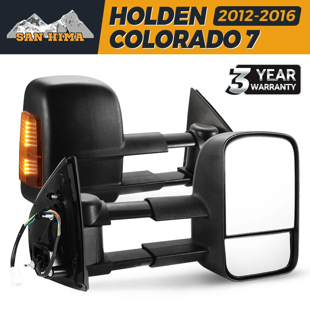 Black Extendable Car Towing Mirrors For Holden Colorado 7 2012-2016