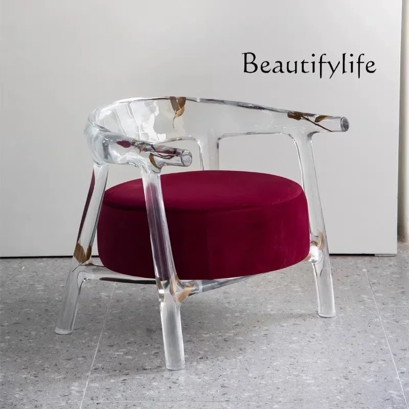 hh Imported transparent resin chair simple art living room bedroom hotel villa sales office leisure chair