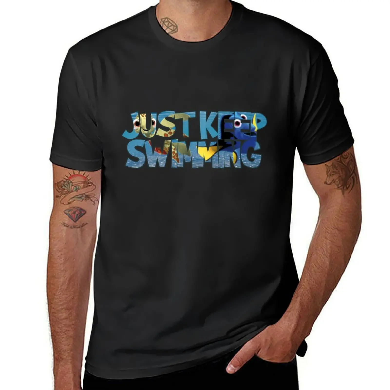 

Just Keep Swimming T-Shirt kawaii clothes summer 2025 blue lock mens t shirts top quality
