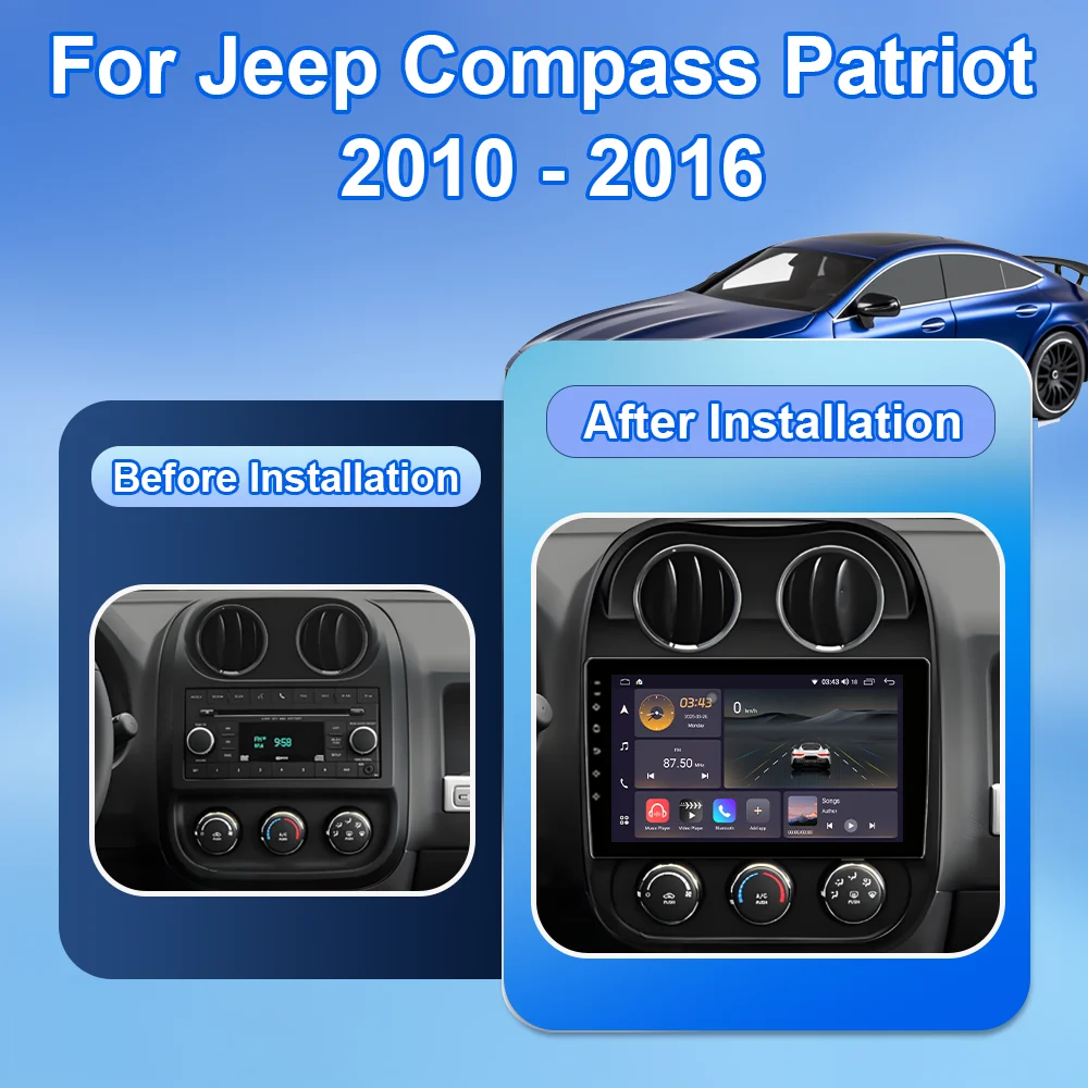 Android15 Car Radio For Jeep Compass Patriot 2010 - 2016 Auto Multimedia video Player Stereo GPS Navigation Carplay DSP WIFI+4G