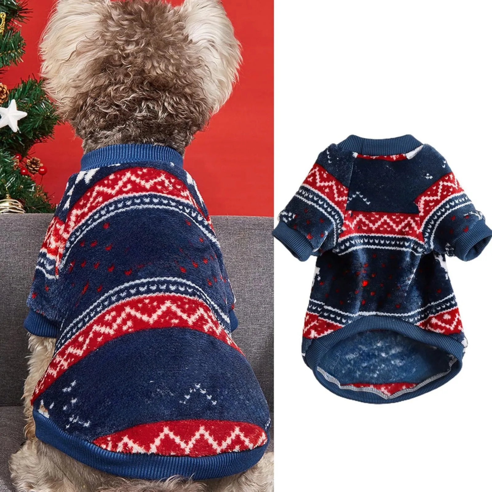 

Bohemian Style Pet Dog Knitted Sweater Soft Thickening Warm Dog Sweater Winter Cold Weather Dog Knitwear Jacket