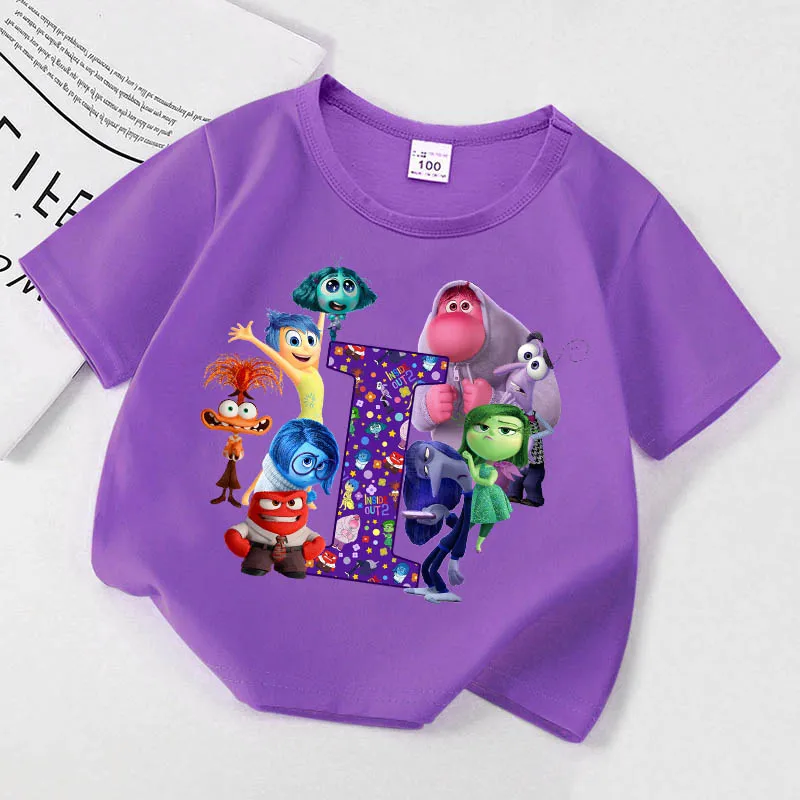 Disney Inside Out 2 Kids Short Sleeve Tops Children Cartoon Cute T-shirt Boy Anime Printed Clothing Girl Fashion Casual Tee 2024