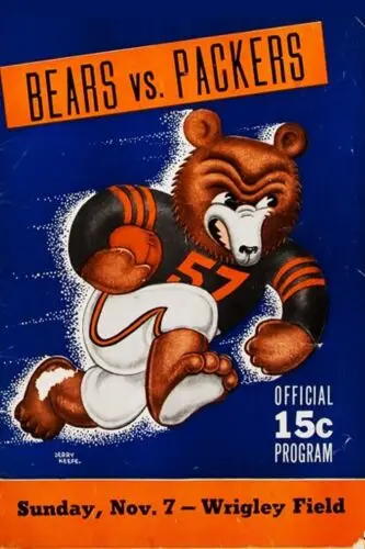 1 Uds. Programa oficial de Chicago Bears vs Packers 1946 cartel de chapa totalmente metálico 12x18