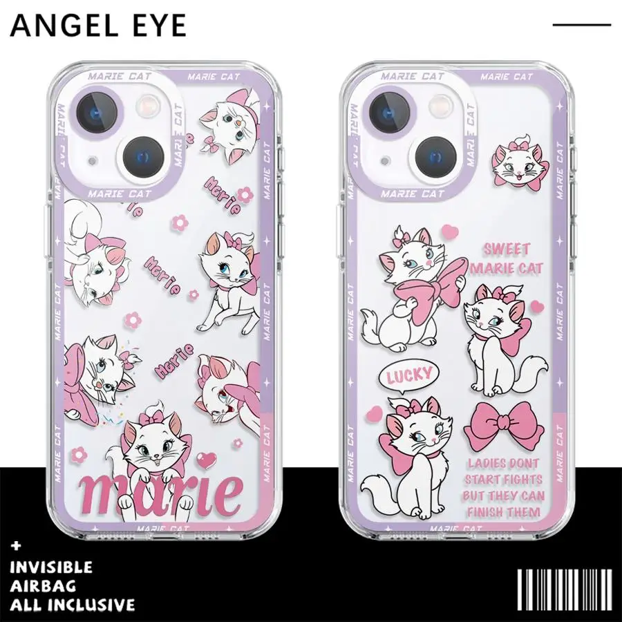 Disney Marie The Aristocats Phone Case for iPhone 16 Pro 15 12Pro Max 13 14 Plus 7 8 XS SE 11 16Plus Angle EYE Cover Shell Capa