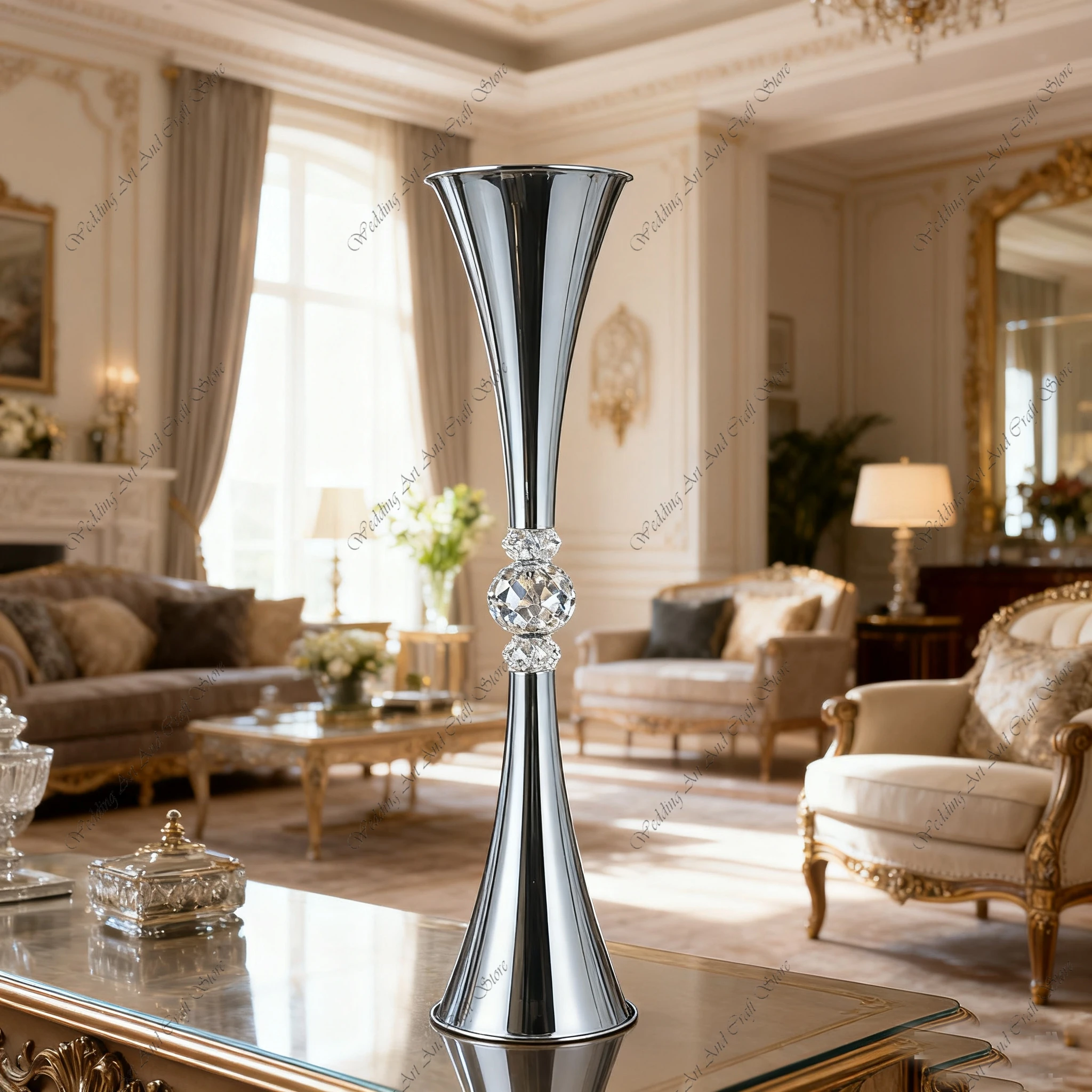 10pcs 80-90-100cm f30 Luxury Vintage Gold Black Silver Trumpet Metal Tall Flower Vase Stand Wedding Party Home Centerpiecevy179 - view 2