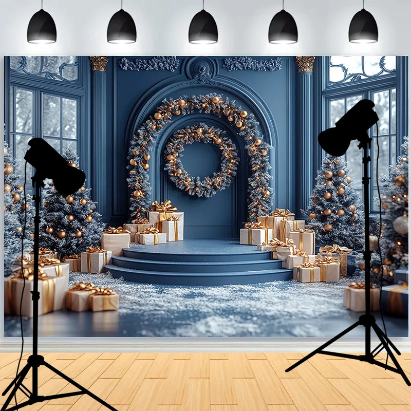 

Happy New Year Christmas day Stage Photography Backdrops Props Family Decorations Festive Prizes Holiday Party Background DC-05