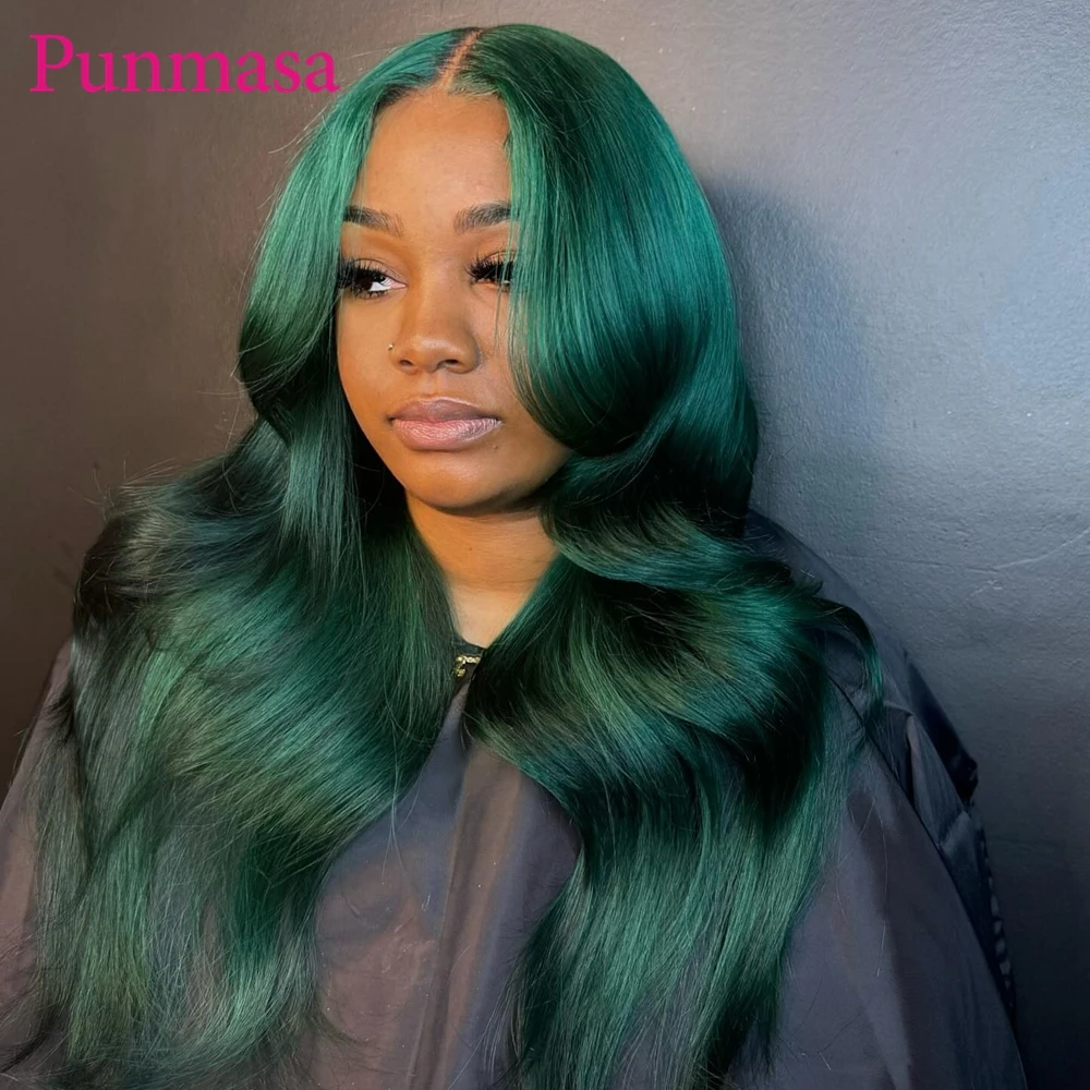 Punmasa 30Inch Groene Body Wave 13X6 Menselijk Haar Pruik Transparant Kant Voorkant Pruiken Voor Zwarte Vrouwen Pretokkelde 200% 13X4 Frontale Pruik