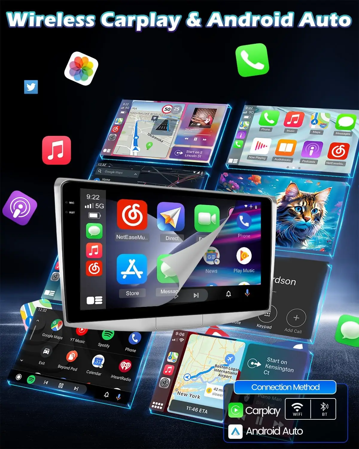 ستيريو سيارة 10 بوصة لسيارة VW Passat B6 B7/Magotan CC 2010-2015 - Android 15، 4G+64GB، CarPlay/Android Auto اللاسلكي، WiFi 5 جيجا هرتز، GPS