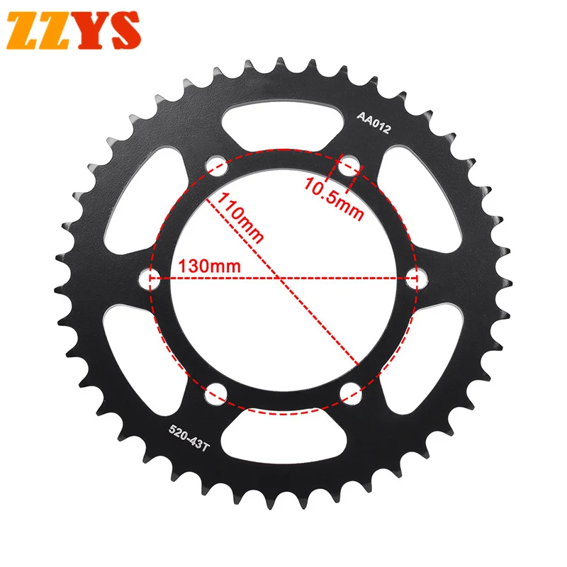 520 43T 43 Tooth Motorcycle Drive Rear Sprocket Gear Wheel Cam For Kawasaki Road ZR400 ZR400C ZR550 ZR550B Zephyr X ZR 400 550