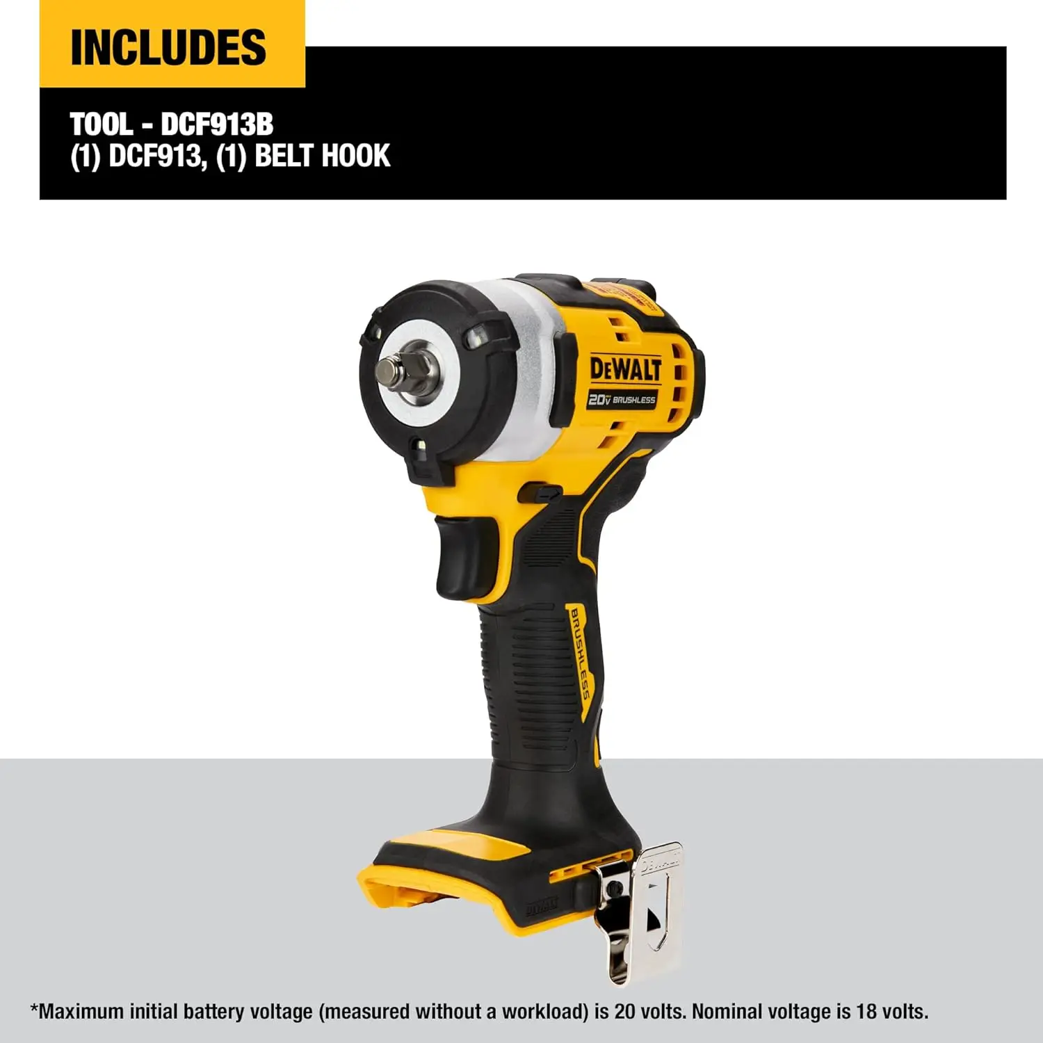 DEWALT DCF913B maksimal 20V * 3/8. Kunci pas Dampak tanpa kabel dengan selang cincin (hanya alat)