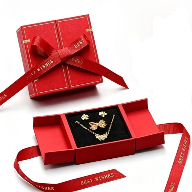 Portable Jewelry Packaging Box Red Bracelet Packaging Case Women Bracelet Gift Storage Boxes Multifunctional Ring Organizer Box