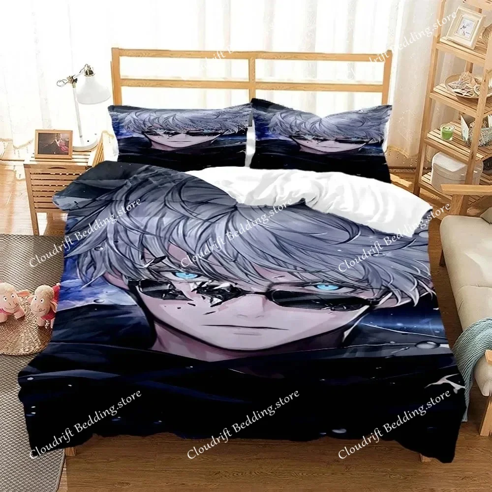 

Модный комплект постельного белья с 3D-принтом в стиле аниме Jujutsu Gojo-S для молодежной спальни или общежития, мягкий и удобный, доступен в различных размерах.