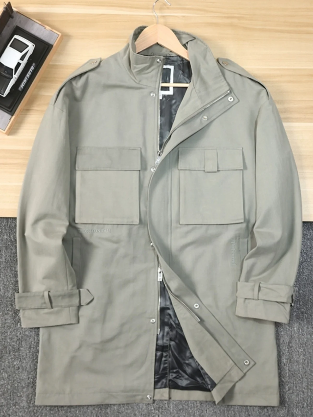 

Nordic High-End Men's Vintage Versatile Mid-Length Jaet Autumn Winter Hunting Clothes Coat Trendy Long Sve Stand Fit
