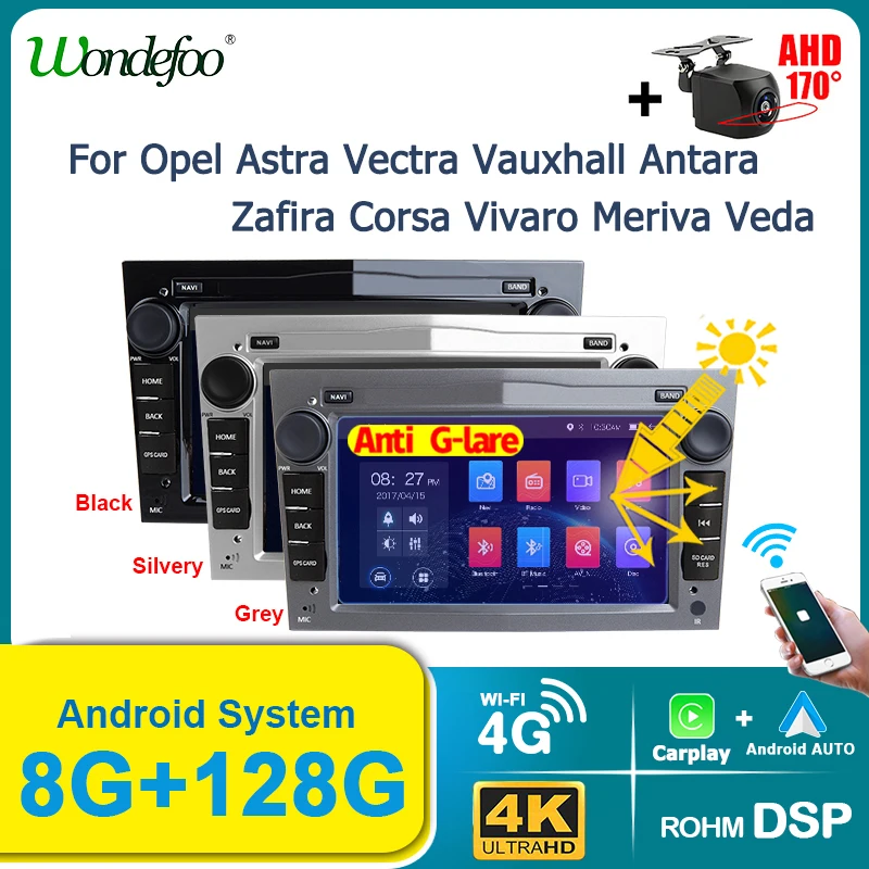 Autoradio Android 15 con schermo da 7 pollici, CarPlay wireless, per Opel Astra H G J Zafira B Corsa C D Antara Vectra Vivaro, GPS, 2Din, autoradio stereo, lettore multimediale, Bluetooth, WIFI, 4G