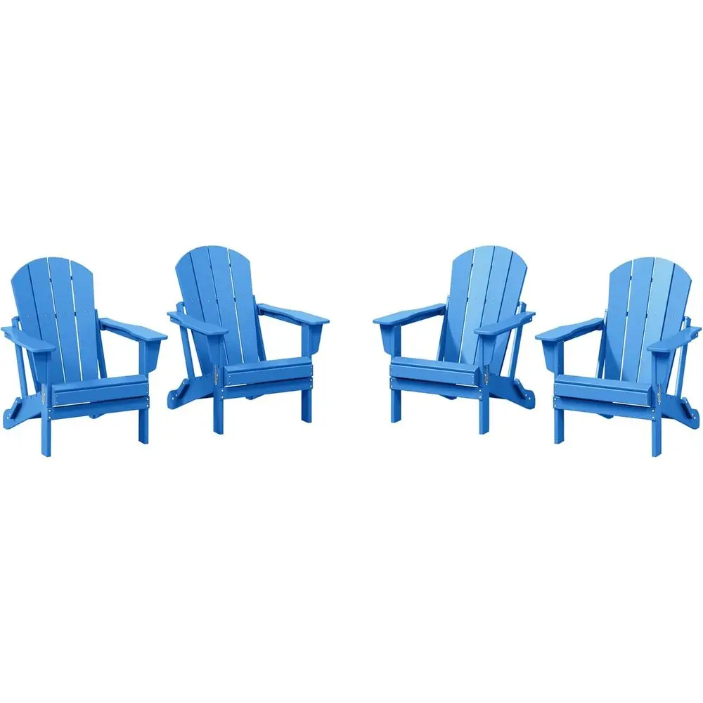 

Malibu 4-Piece Set Outdoor olding Poly Adirondack Chair, Paciue