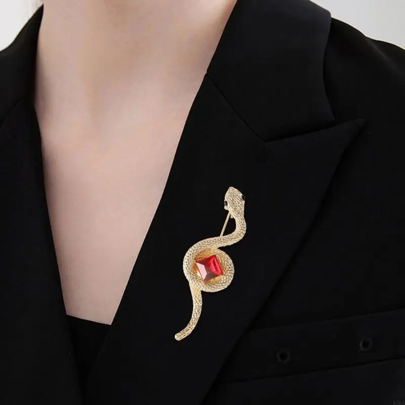 

Rhinestones Snake Brooch Vintage Crystal Animal Pin Jewelry for Men Women 55KA