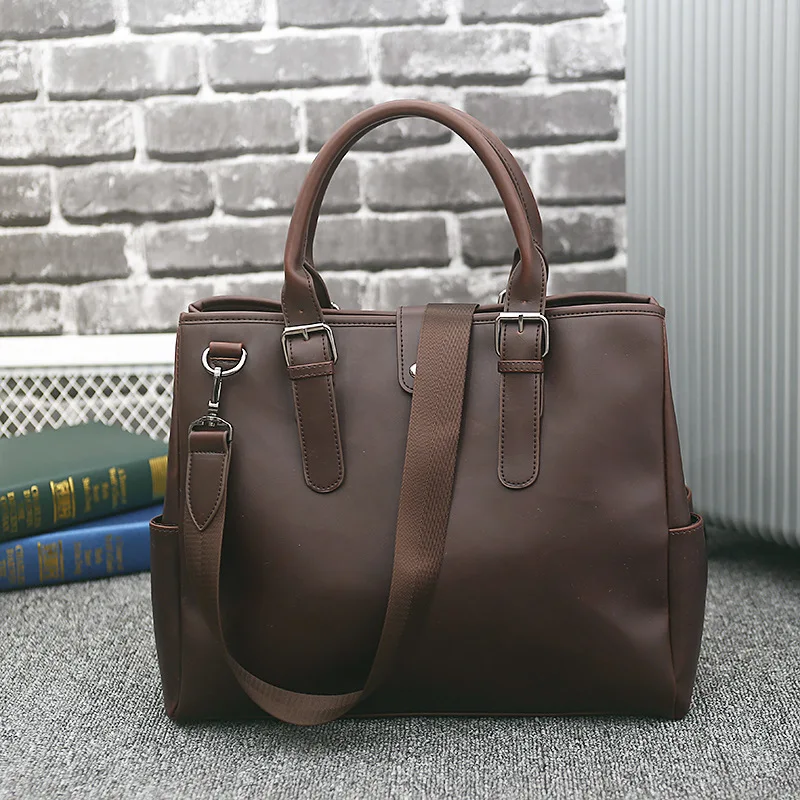 ﻿ New Design Fashion Business Handbag For Men Large Capacity Leather Male Tote Bag Travel Top Handle Bags Messenger Pack Bolsa