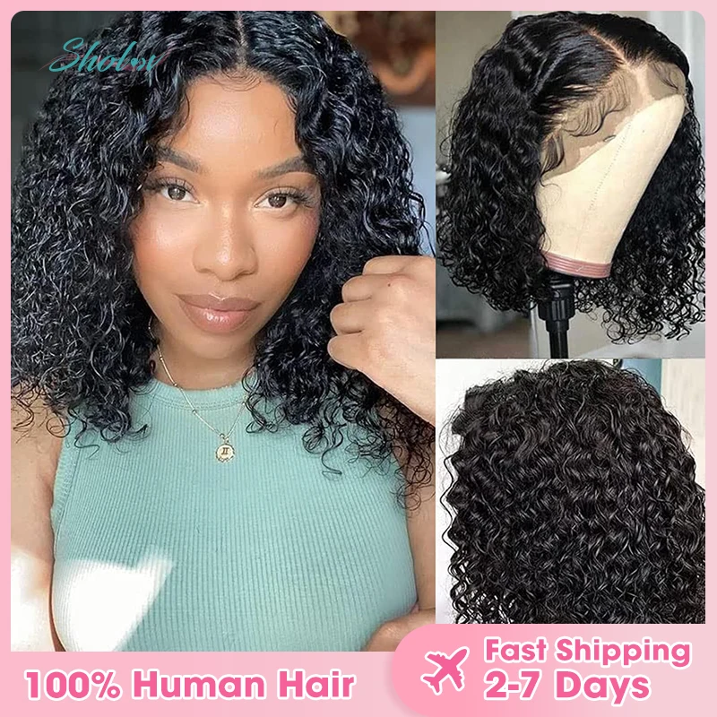 Wig Bob pendek 14 inci rambut manusia 13x4 Wig Frontal renda transparan gelombang dalam 100% rambut manusia Virgin Brasil warna alami