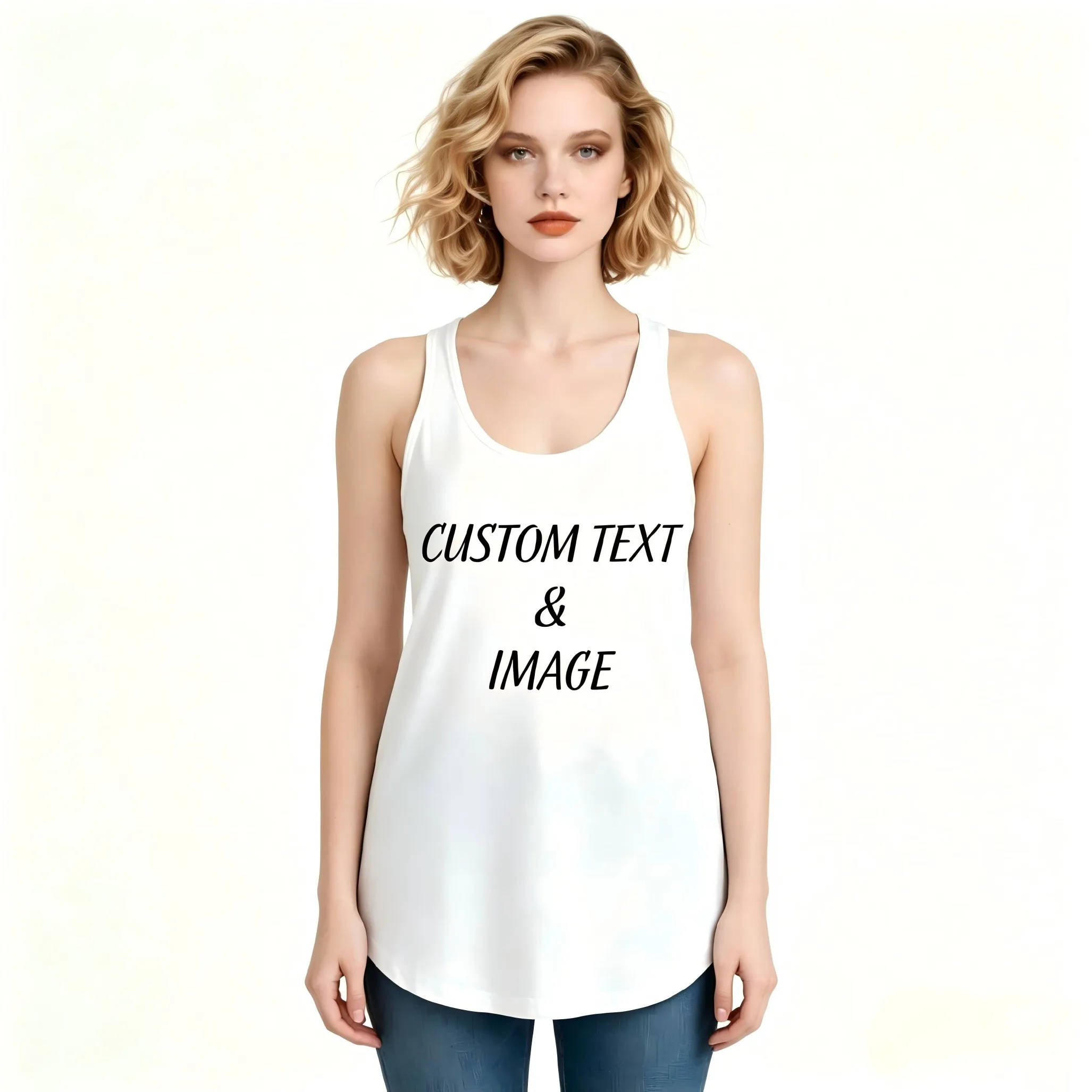 Racer Back Tank for Ladies/Women Personalized with Your Own Text, Design Your Own