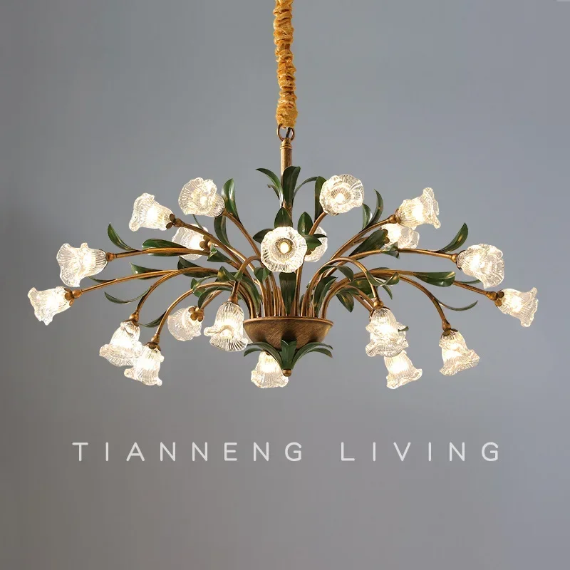 SANDYHA French Pastoral Multi-head Chandelier Warm Lamp Creative Flower Design for Home Living Room Restaurant Decorative Rural