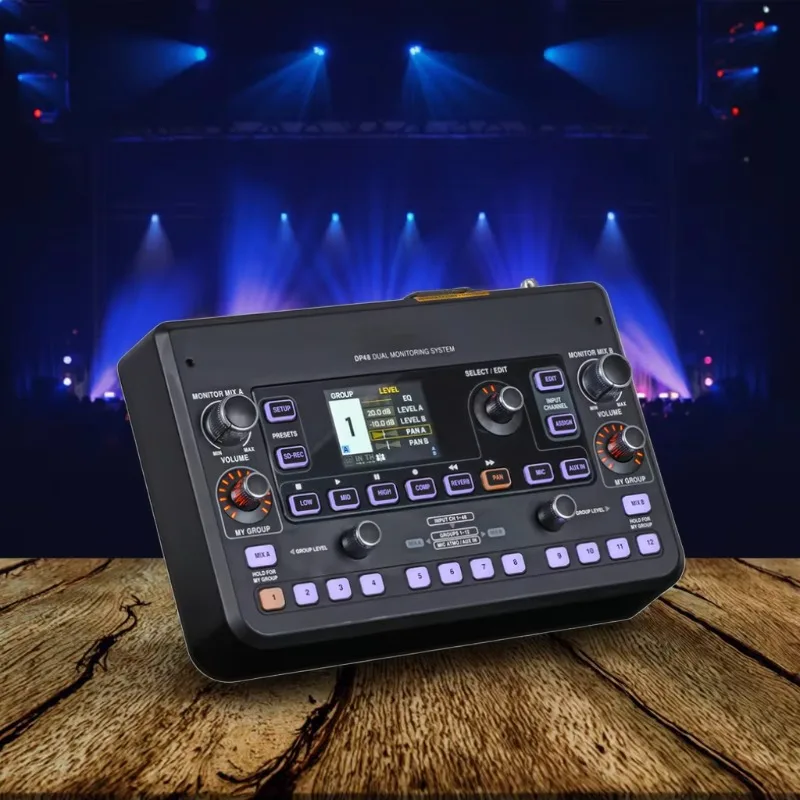 DP48 Professional Mini Audio Mixer Console Stereo Sound Equipment with SD Card Recorder Digital Music Console of Metal Style