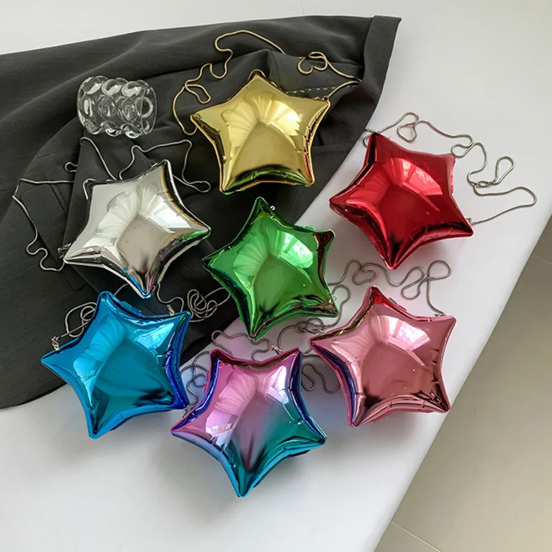 

Acrylic Glossy Shiny Pentagram Women Bag Star Shape Solid Hasp Chain Fashion Crossbody Bag Mini Nice Design Banquet Evening Bag