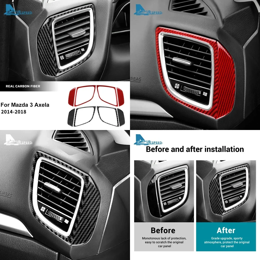

Real Carbon Fiber Car Center Console Side Air Outlet Accessories Sticker for Mazda 3 Axela 2014 2015 2016 2017 2018 LHD RHD