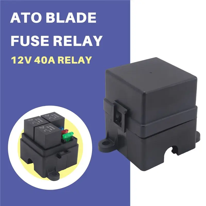 N96R 3 Way 4Pin Fuse Holder Relay Holder Circuit Standard ATO Blade Fuse Relay Holder 12V 40A Relay