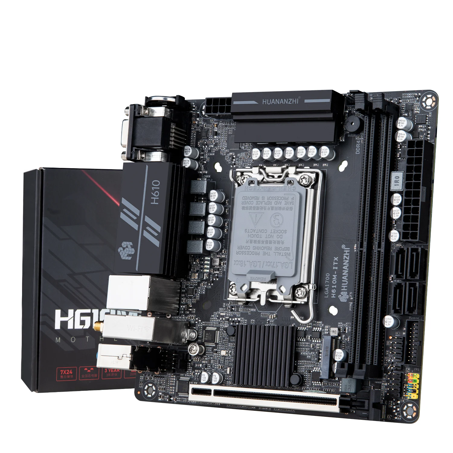 Imagem -03 - Huananzhi-lga 1700 Placa-mãe Itx H610m Suporte Ddr4 12 13 Gen Intel Core Cpu Nvme Cnvi Sata 3.0