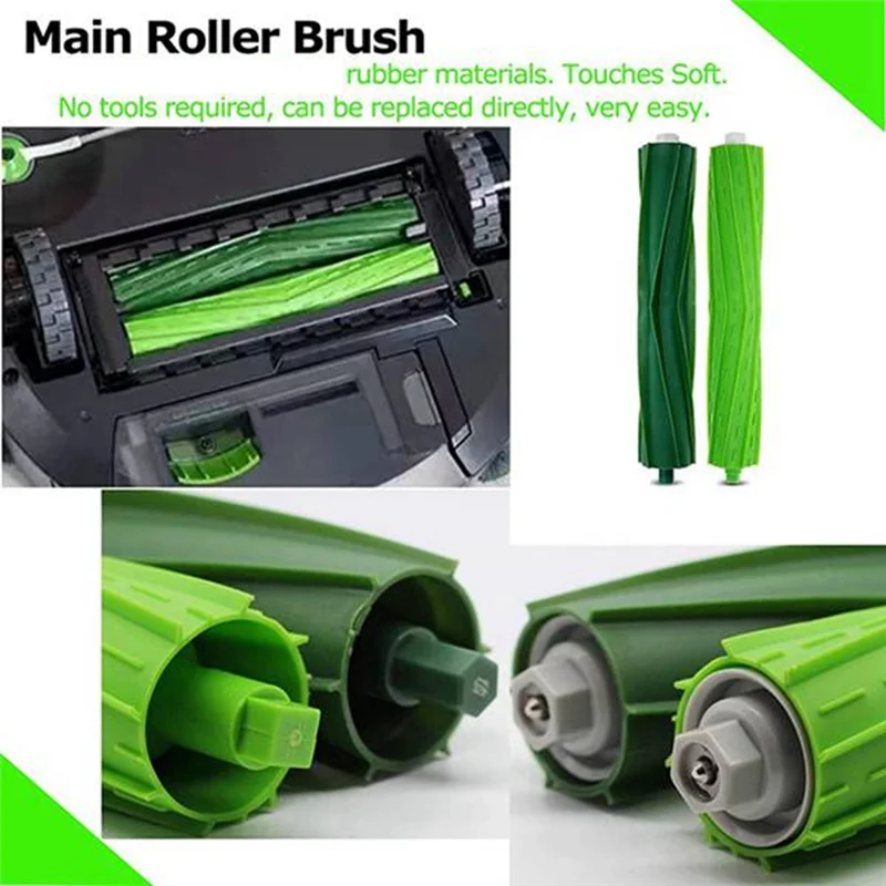 ABUD-For Irobot Roomba I7 I7+ I6 I6+ I3 I3+ I8 I8+ I4 I4+ I5 I5+ I2 I2+ I1 I1+ I E فرشاة جانبية دوارة مفرغة فلتر HEPA