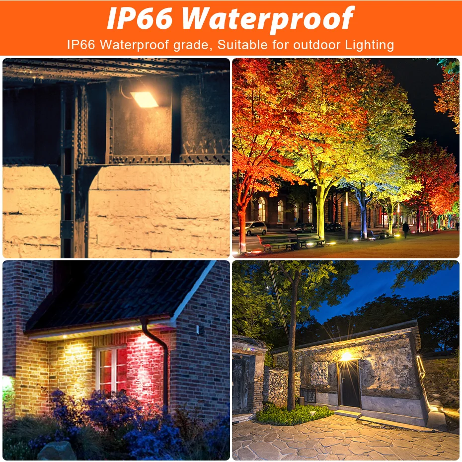 RGB LED Flood Light Outdoor 30W 50W 100W 200W Spotlight IP66 Waterproof 220V Ultra Thin Led Wall Floodlight with Remote Control