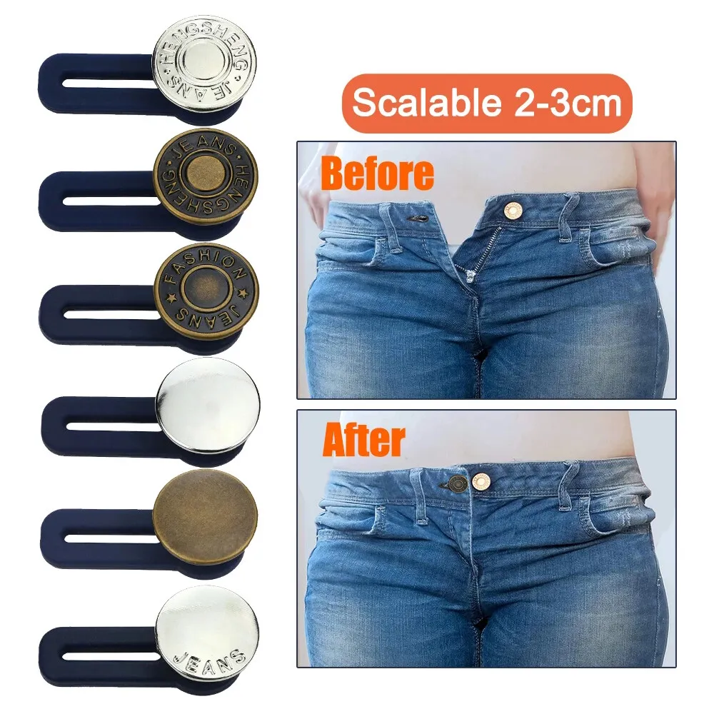 

2PCS/Set Magic Metal Button Extender for Pants Jean Free Sewing Adjustable Retractable Waist Extenders Button Waistband Expander