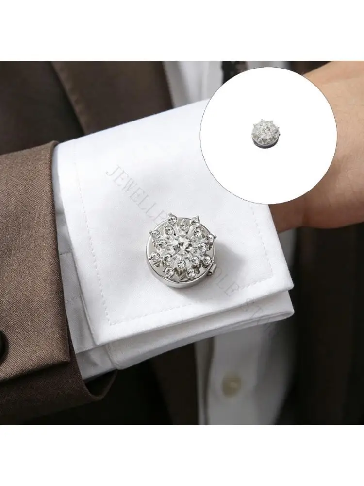 R7UF 4 Piece Snowflake Cuff Links with Silver Tone for Meetings and Weddings