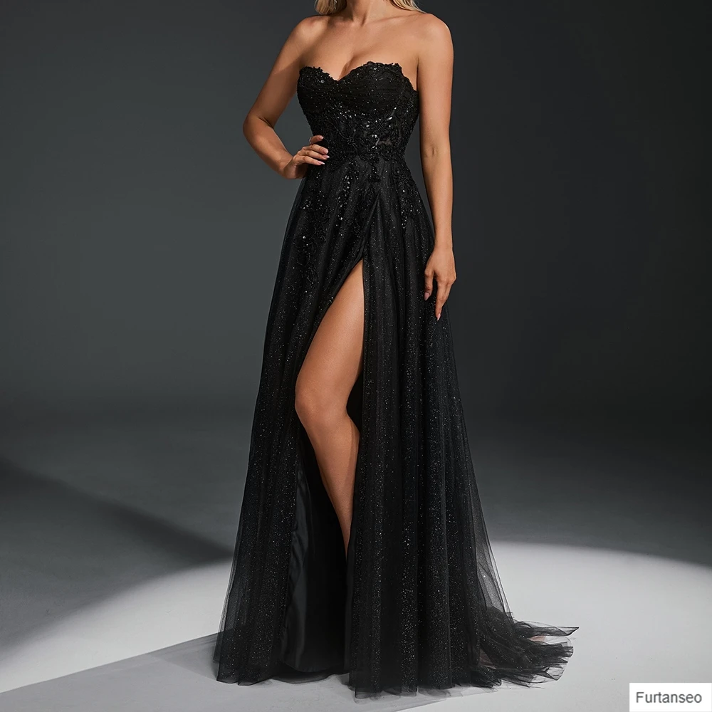 Robe de soirée trapèze personnalisée, longueur au sol, sans bretelles, sans manches, à paillettes, Simple, drapée, dos nu, robe de soirée