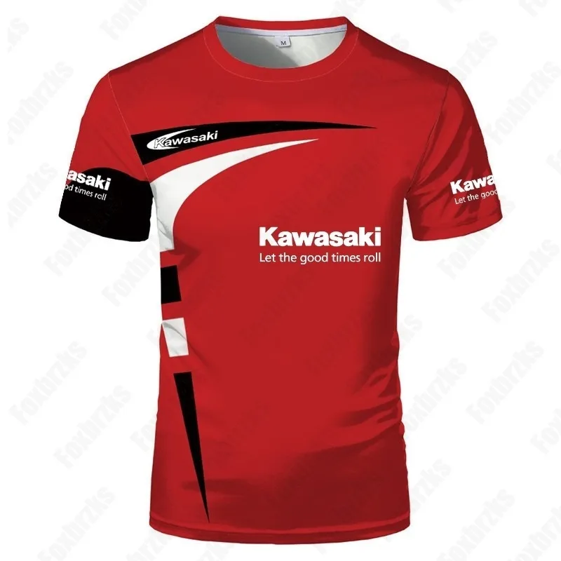 New Men's Clothing 3D Printed Kawasaki Motor Company Men's and Women's Sports Short Sleeves, Racing Fashion Short Sleeves