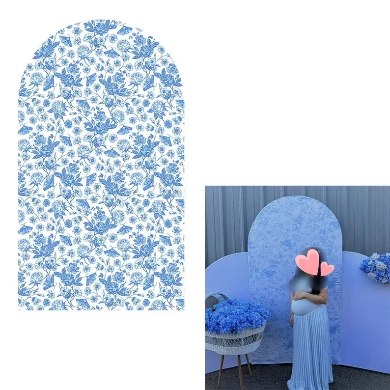 Mehofond-青い花のアーチの背景カバー,結婚式の花,ブライダルシャワー,パーティーの装飾,マタニティ,ベビーシャワー