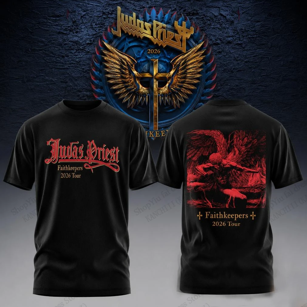 Rock Judas Priest Band Faithkeepers Tour 2026 3D Print T-shirt Men Women Fashion Hip Hop Short Sleeve Tops Tees Men Clothing New