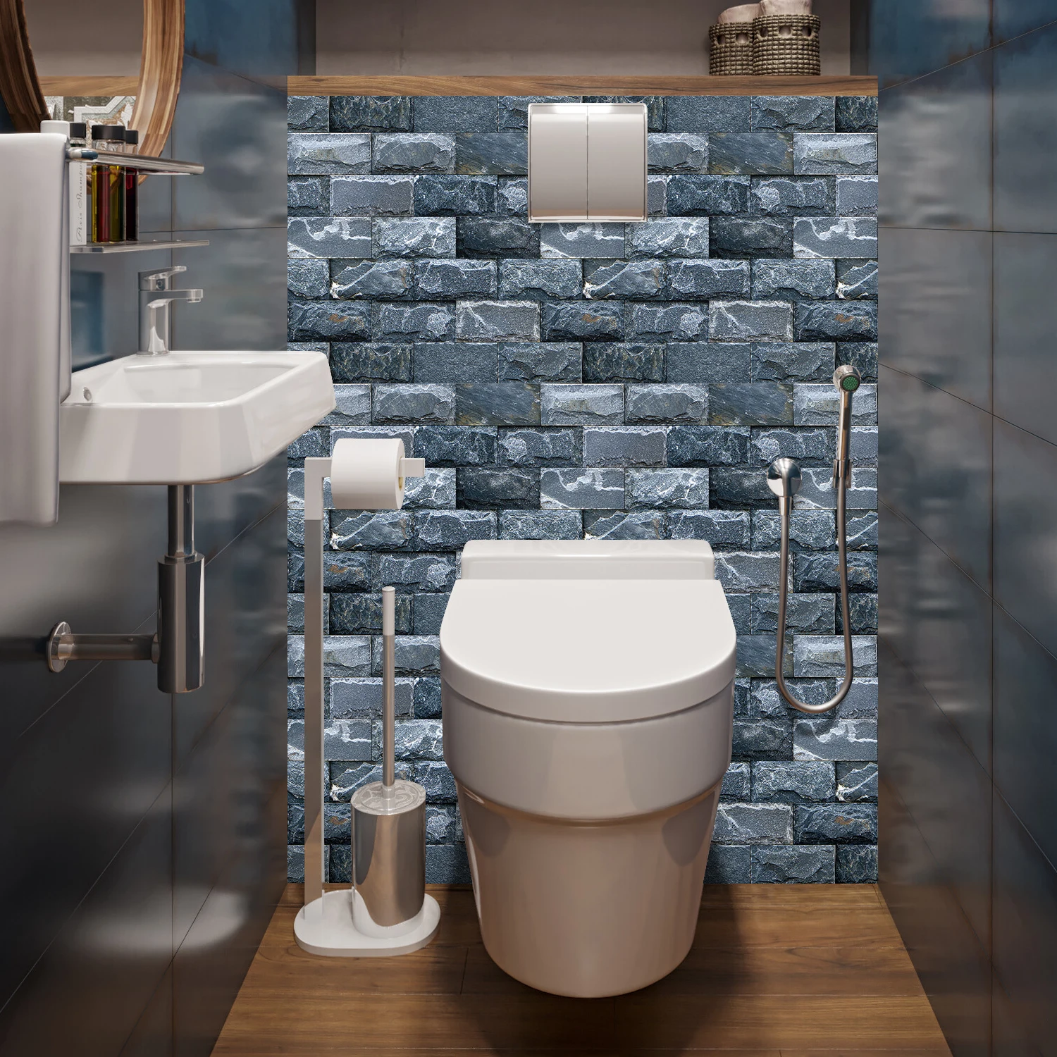 Stein korn 3d gefrostete Schaum fliesen Aufkleber selbst klebende Küche Bad amerikanische Wand dekoration wasserdichte öl beständige Tapete – Detail 18