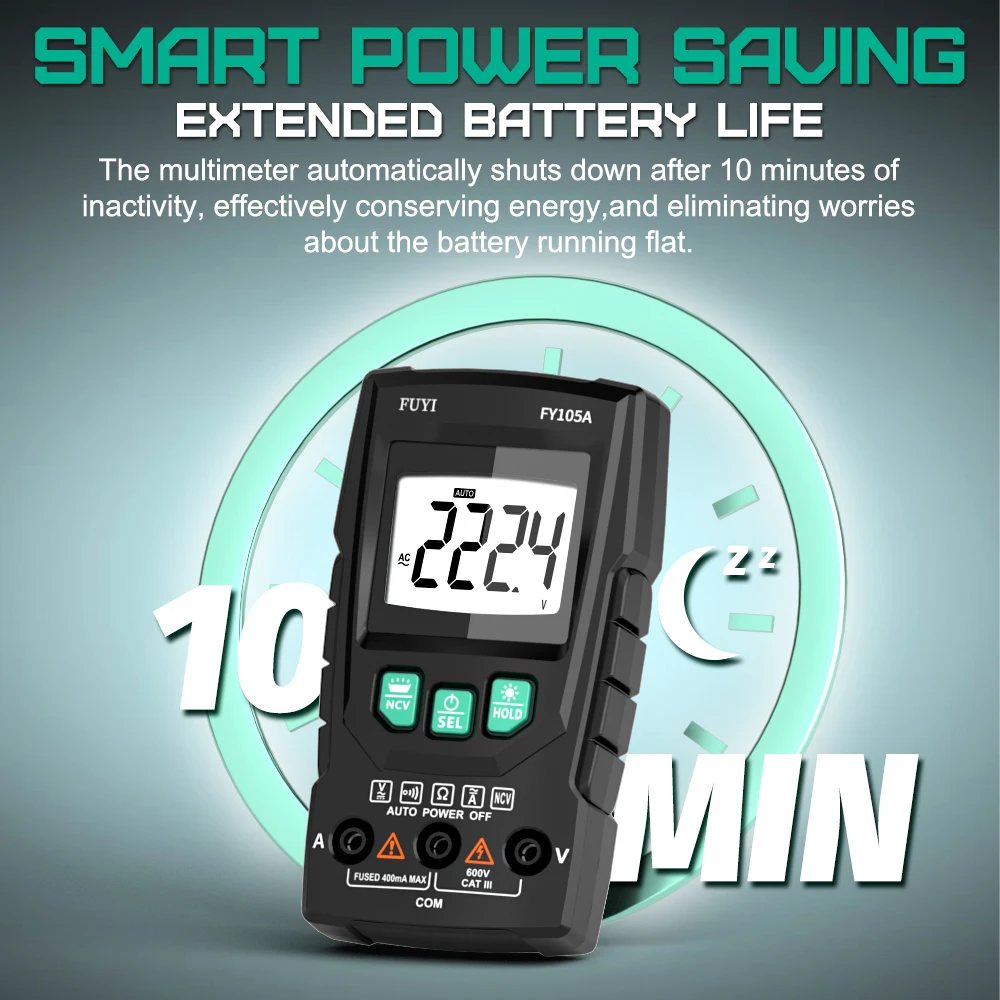 MASTFUYI Auto Ranging Digital Multimeter, Smart Electrical Tester with NCV, Backlit LCD Flashlight & Data Hold for AC/DC Voltage