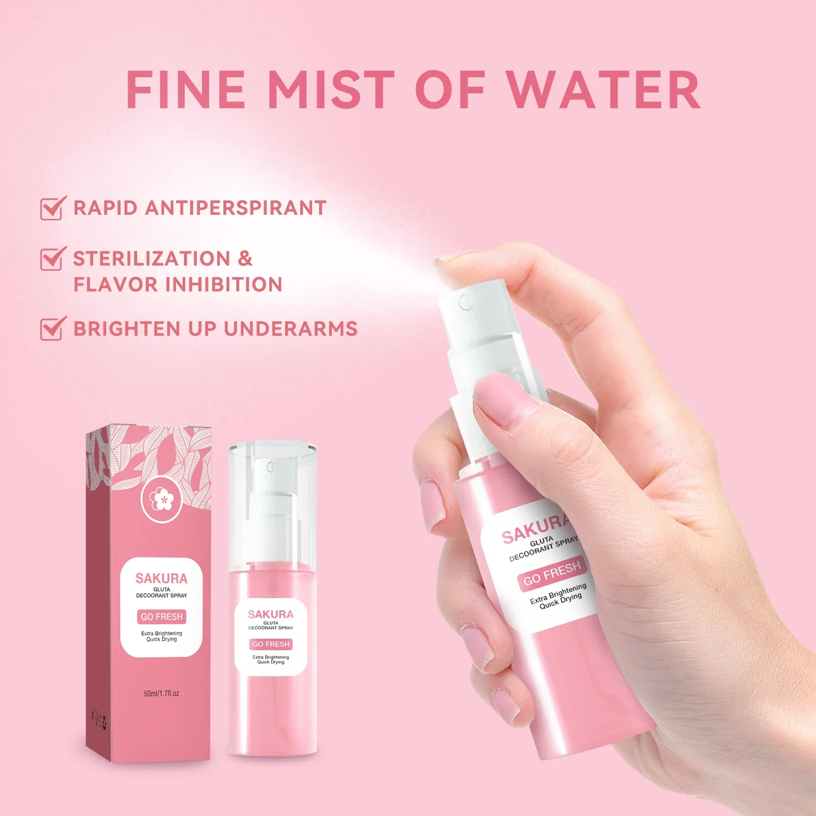 بخاخ ساكورا تحت الإبط - تركيبة تحيد الرائحة تحكم في العرق، يوفر عطرًا دائمًا وتأثيرًا لامعًا. رعاية مزيل العرق.