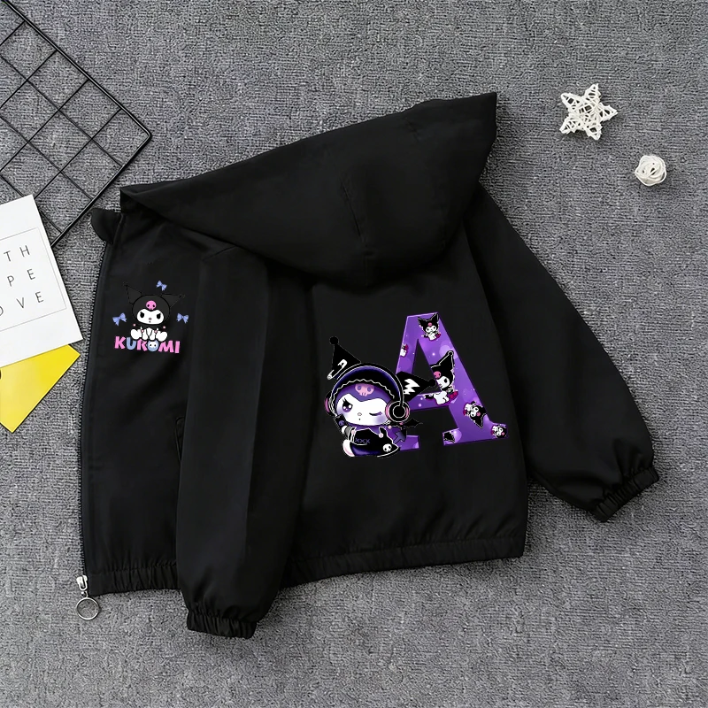 

Sanrio Kuromi Kids Hooded Jackets Casual Cardigans Girl Kawaii Waterproof Windbreaker Jacket Comfortable Outerwear Clothes Gift