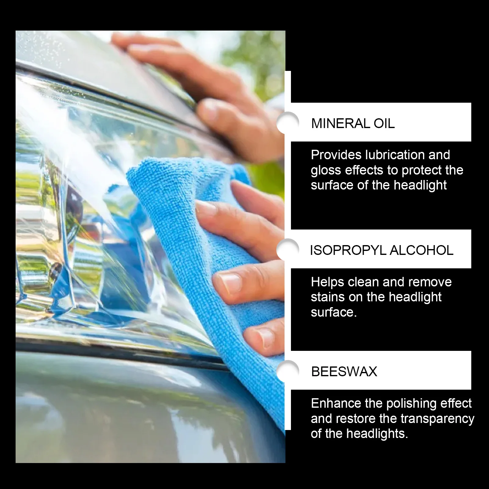 معجون إصلاح المصابيح الأمامية للسيارة - لإزالة غبار مصباح السيارات والتفتيح والتنظيف والتلميع والترميم