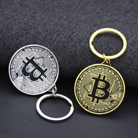 1 piece Bitcoin Commemorative Collectors Coin keychain Bitcoin Key Chain Silver Plated Alloy Bitcoin Key Ring Friends Gifts