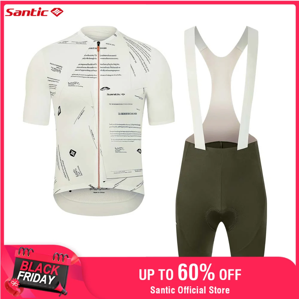 

Santic Men Cyling Suits Breathable Short Sleeved Jerseys Cycling Shorts Sponge Cushion Racing Version Bicycle Sets TM25CT101W