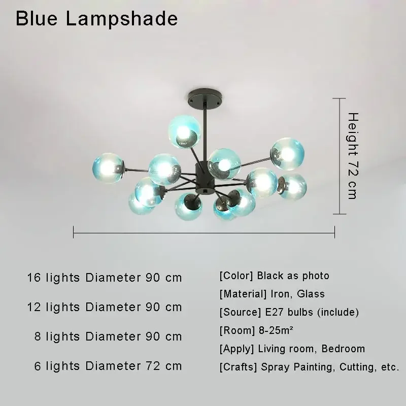NONE 2025 Wohnzimmer Kronleuchter Nordic Led Lampe Moderne Hängende Leuchte Schlafzimmer Küche Esszimmer Wohnkultur Glanz Schwarz 4