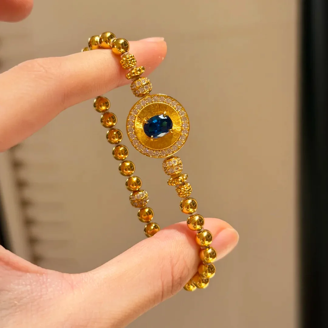 New French Retro Style Disc AAA Zircon Bracelet for Women's Luxury Quality Gold Series Jewelry Wedding Gifts H656