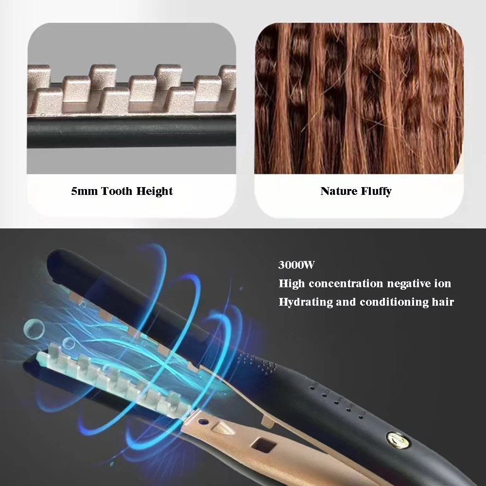 3D Grid Hair Crimper Iron Volumizer Ceramic Professional Hair Fluffy ondulato bigodino Flat Iron Corn Hair Splint