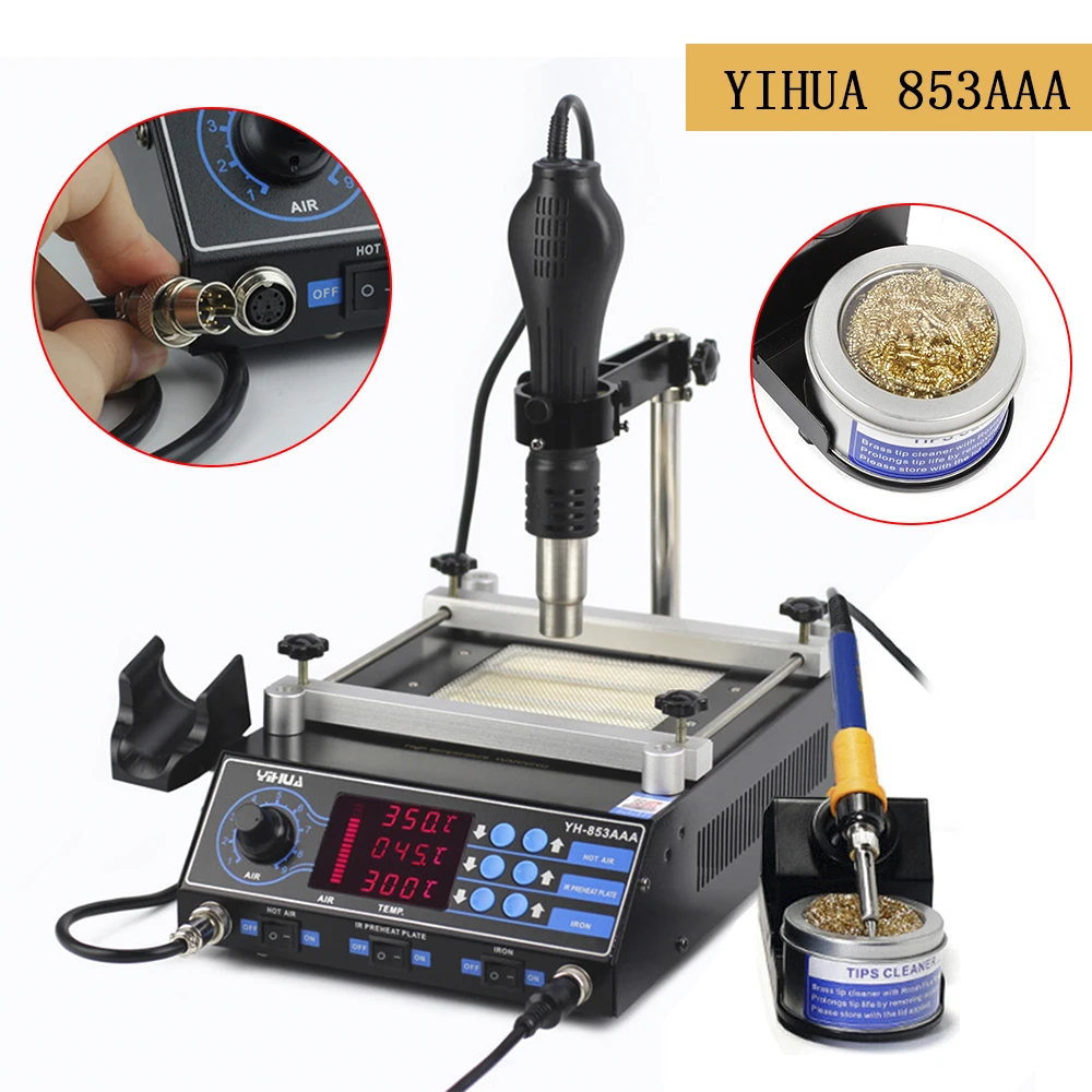 Hot Air Soldering Station, Soldering Iron Hot Air Gun Rework Station Kit, Hot Air Rework Station