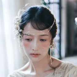 Vintage Mori French Flower Beaded Hairpin Headband Bridal Headgear - Elegant Bridal Hair Accessories